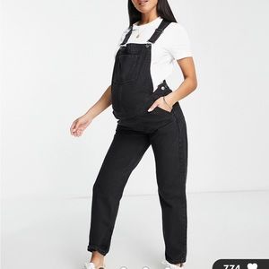ASOS maternity denim overalls in black